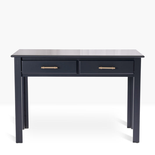 Acadia Cottage Writing Desk with two drawers. Pictured in denim finish.