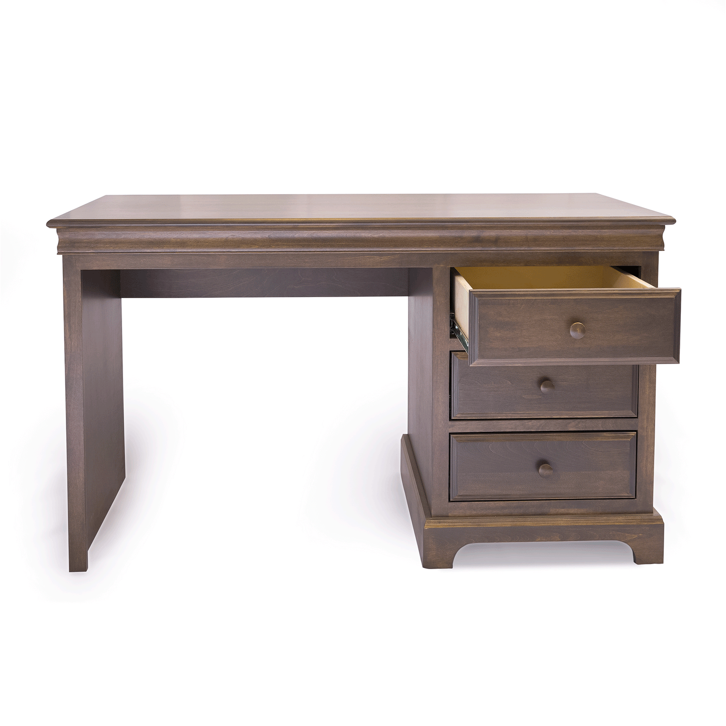 Acadia Madison Student Desk shown with each drawer open to highlight storage.