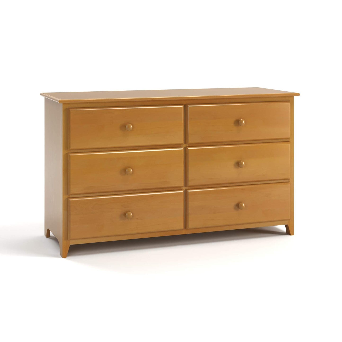 Acadia Shaker Six Drawer Dresser in Nutmeg Finish, features six large drawers for storage.