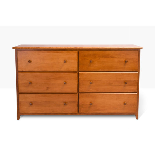 Acadia Shaker Six Drawer Dresser is constructed with birch featuring 6 drawers. Pictured in Autumn Gold finish.