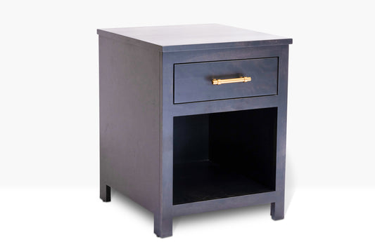 Acadia Tremont One Drawer Nightstand features birch construction and full extension glides. Pictured in Nitefall finish. 