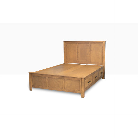 Acadia Tremont Storage Bed with Six Drawers built in birch with three drawers on both sides, shown in Early American finish.