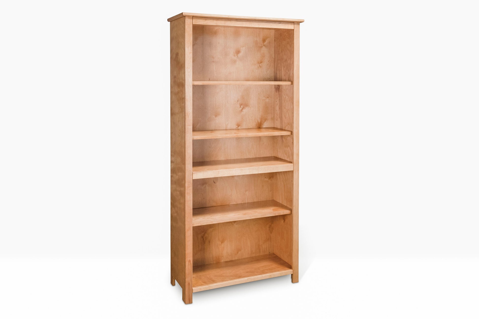 Berkshire Arlington Bookcase shown empty with adjustable shelves, Legacy Cherry finish.