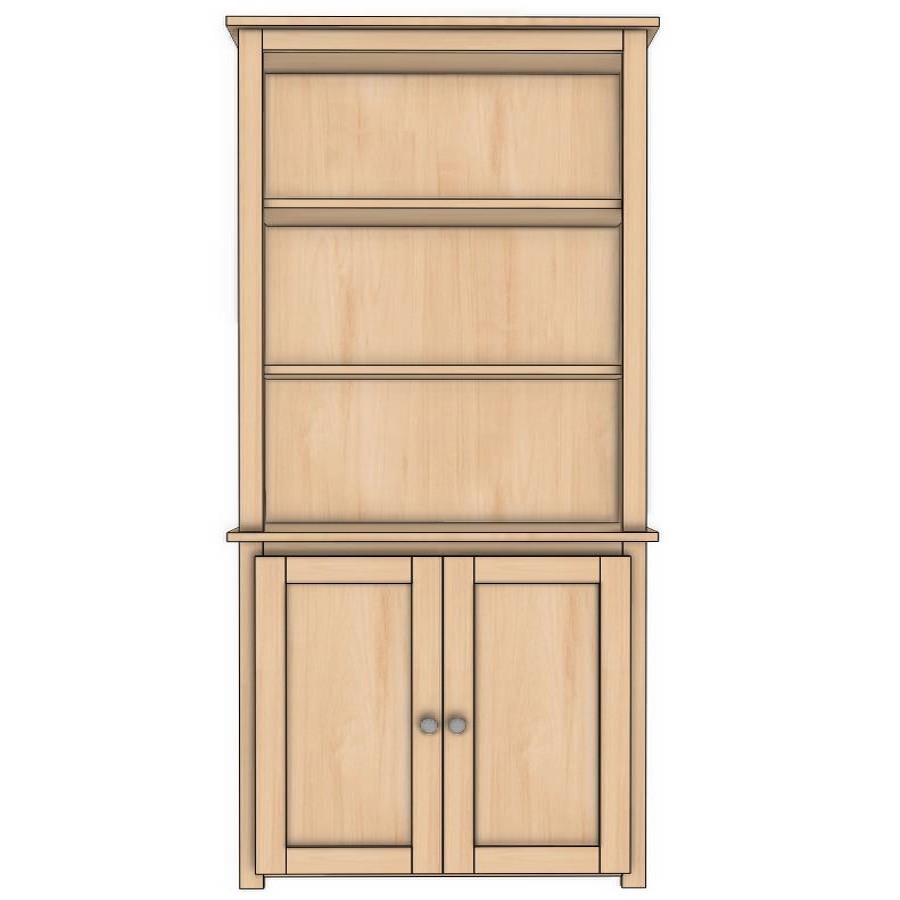 Berkshire Shaker Bookcase Hutch is built with birch and features adjustable shelving.