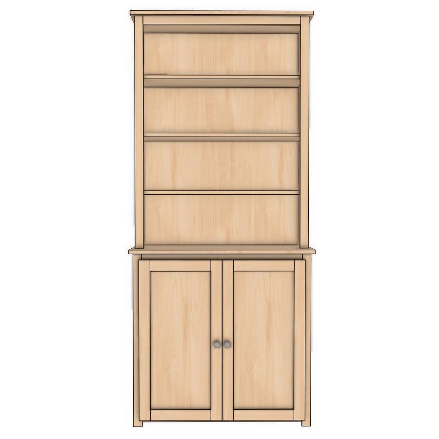 Berkshire Shaker Stepback Bookcase Hutch is built from birch and features adjustable shelving.