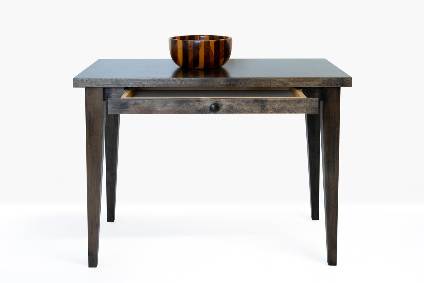 Berkshire Writing Desk Shown with full extension wide drawer open. Pictured in Charcoal finish.