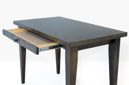 Berkshire Writing Desk with close up of full extension drawer to highlight storage space. Pictured in Charcoal finish.