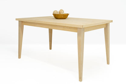 Berkshire Dining Table, shown unfinished from a front angle.