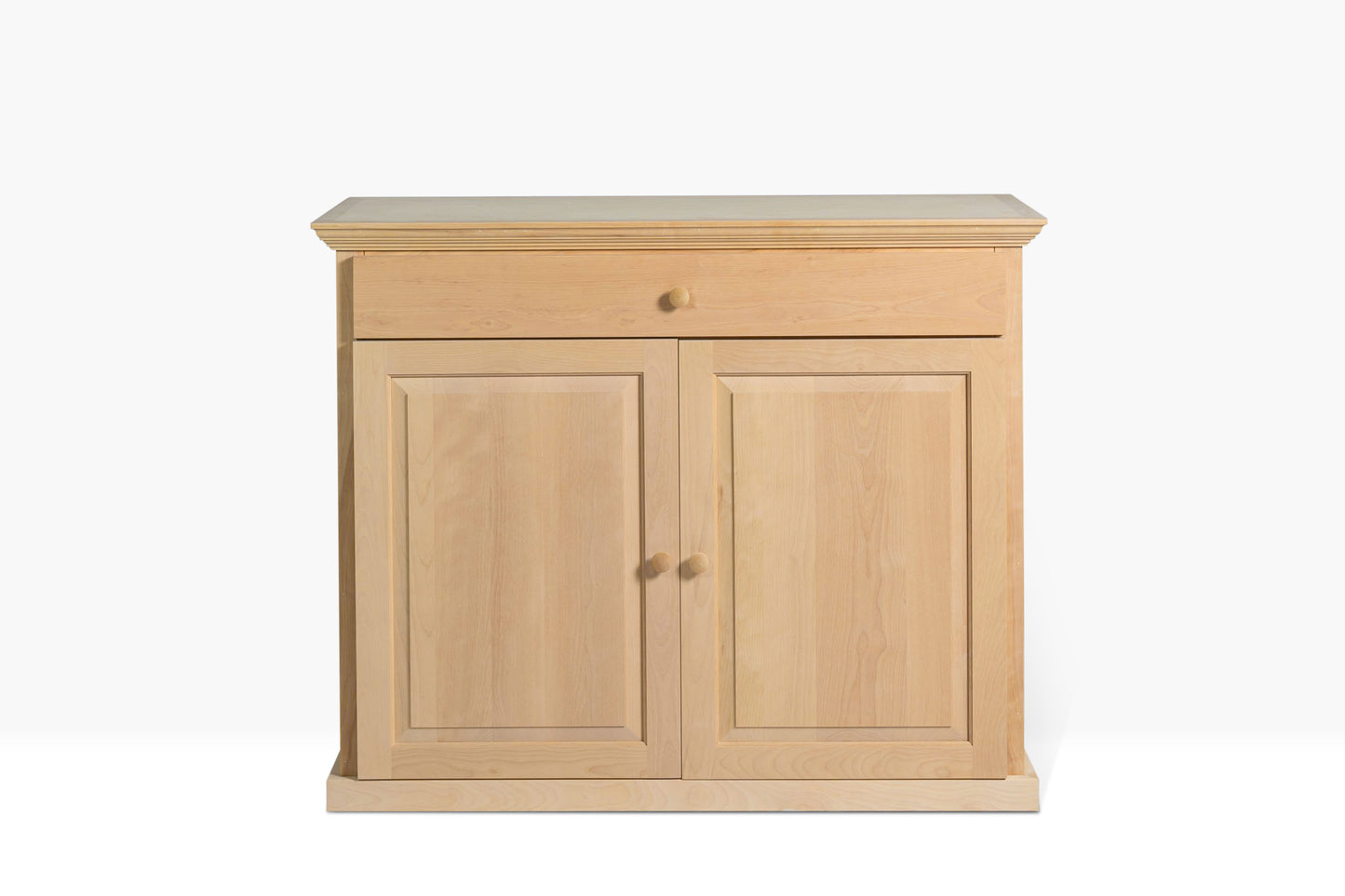 Berkshire Dover Cabinet with Drawer with birch construction, shown unfinished. Features one drawer and adjustable shelving.