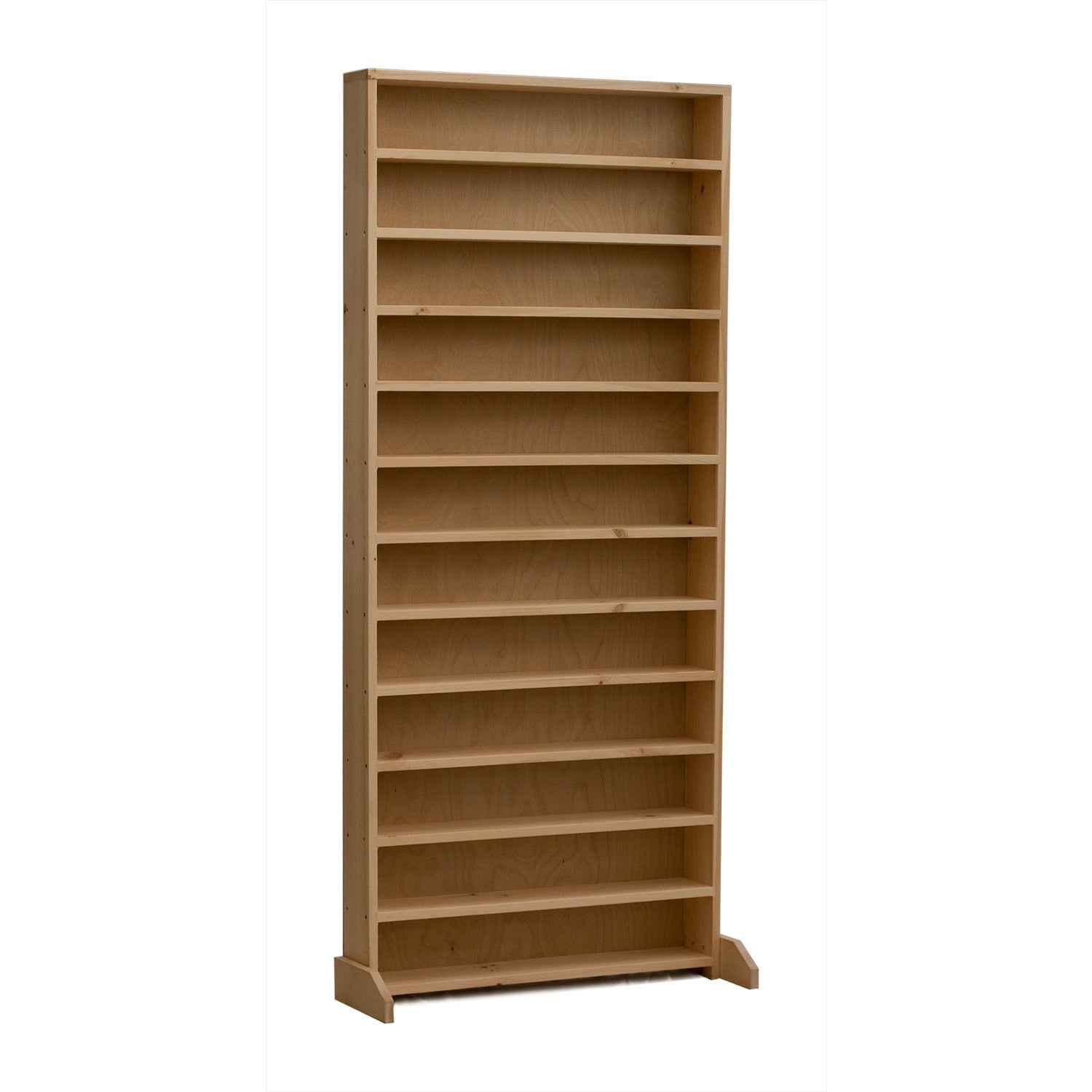 Evergreen CD Shelf is built from pine and is pictured unfinished.