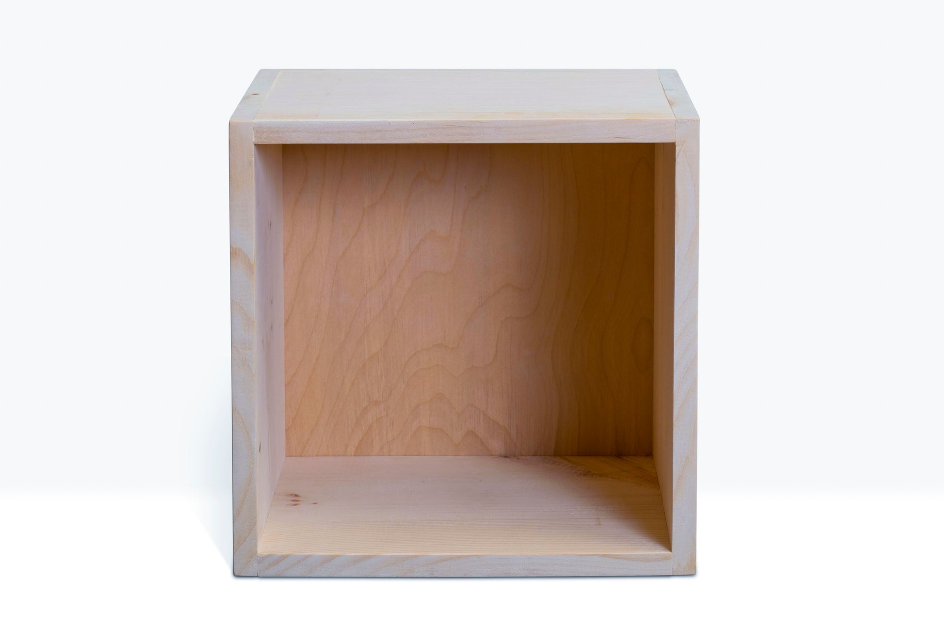 Evergreen Single Cube, shown in unfinished pine.