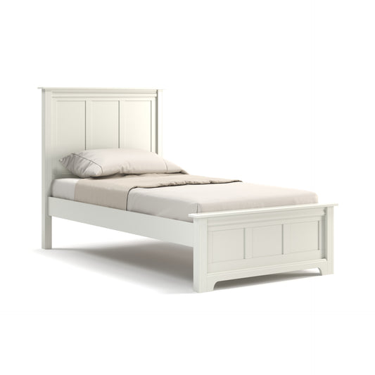Acadia Madison Platform Bed, Twin bed constructed from birch and shown in White.