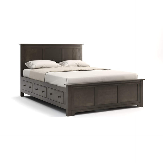 Acadia Madison Storage Bed with three drawers on either side. Built with birch and finished in Driftwood.
