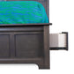 Acadia Madison Storage Bed pictured in Driftwood finish, with drawer open.