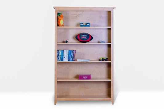 Acadia Shaker Bookcase built with birch featuring adjustable shelves. Shown in Natural finish.