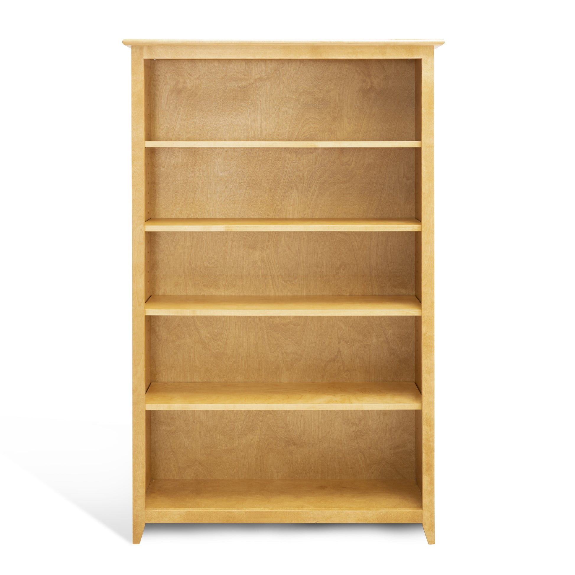 Acadia Shaker Bookcase built with birch featuring shelves that are adjustable. Shown in Autumn Gold finish.
