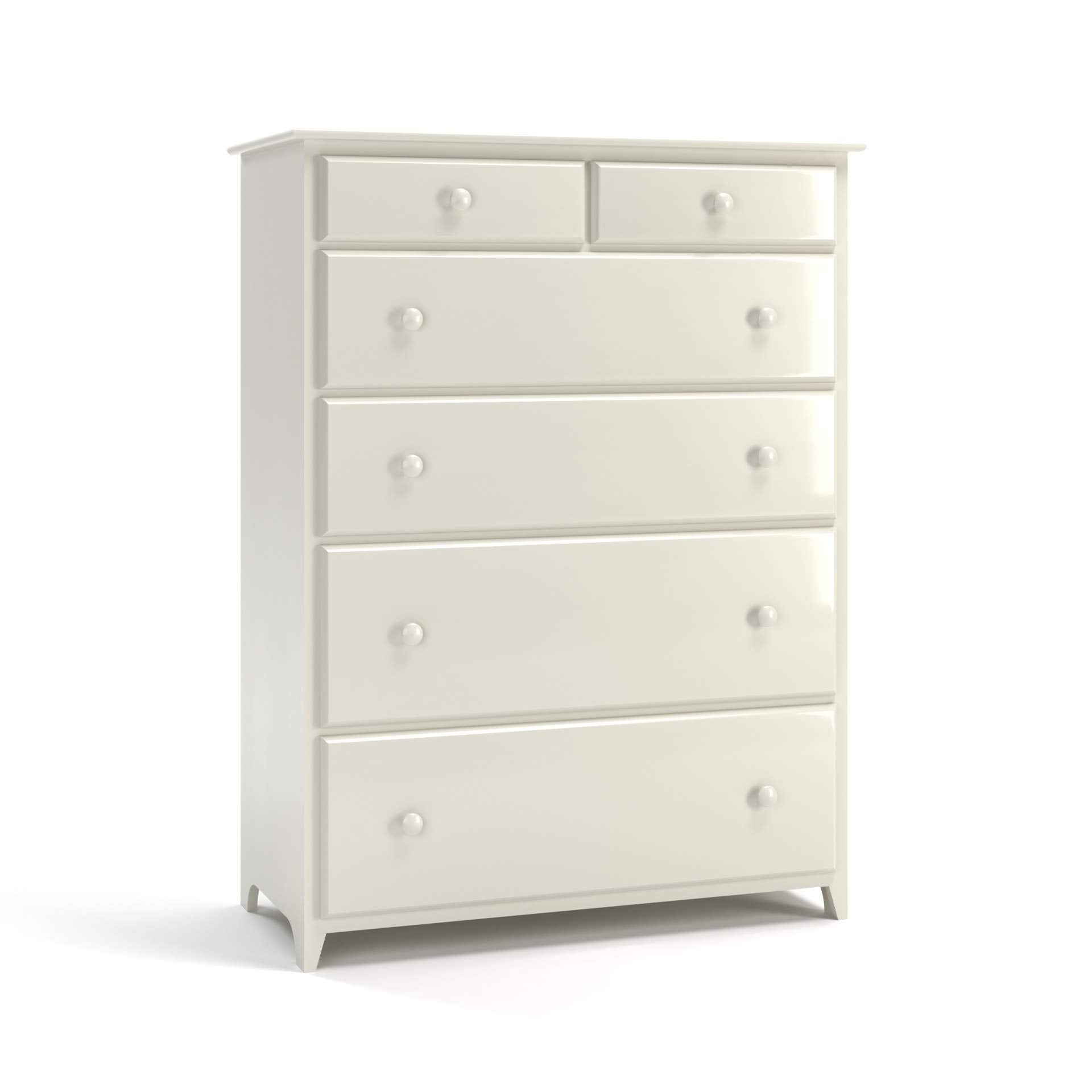 Acadia Shaker Chest with Split Top Drawer with two small drawers on top and four larger drawers below. Pictured in White.
