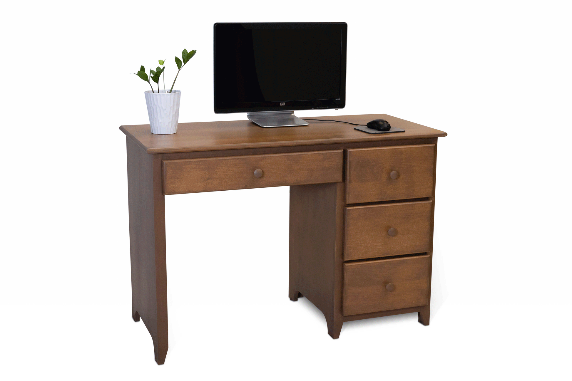 Acadia Shaker Student Desk shown with all drawers open to show the amount of storage space available.