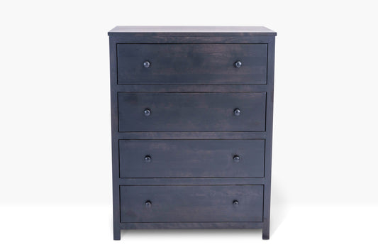 Acadia Tremont Chest is built in birch and features four drawers. Shown in Nitefall finish.