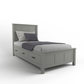 Acadia Tremont Storage Bed with Three drawers, built in birch with three drawers on one side. Shown in Carolina Gull finish.