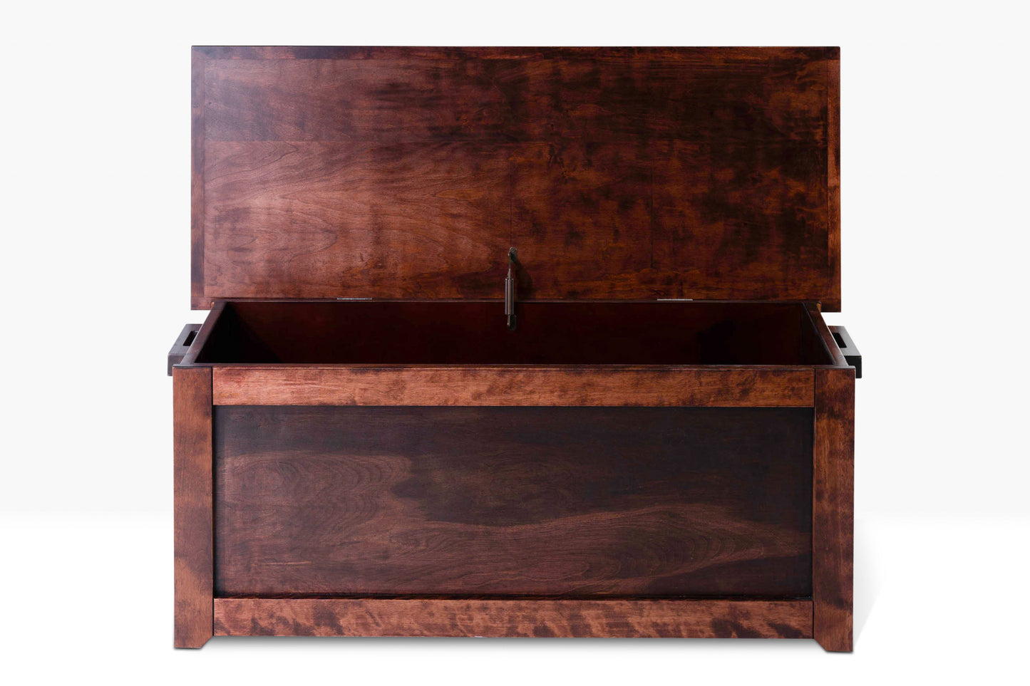 Berkshire Blanket Chest is built in birch and shown open in Nutmeg finish.