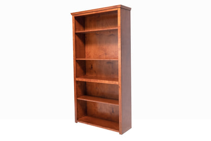 Berkshire Plymouth Bookcase built with birch and finished in Orange Walnut. Shown with adjustable shelves.