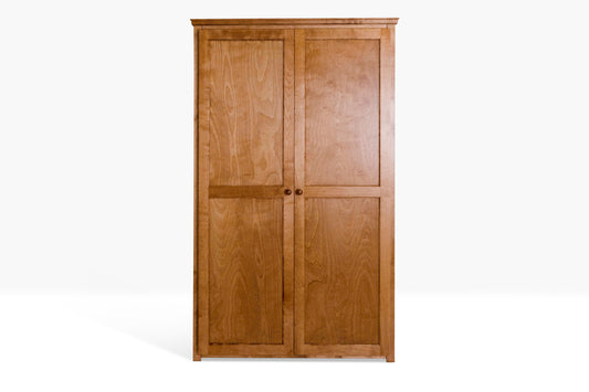 Berkshire Plymouth Pantry Cabinet features adjustable shelving and crown moulding, shown in Legacy Cherry finish.