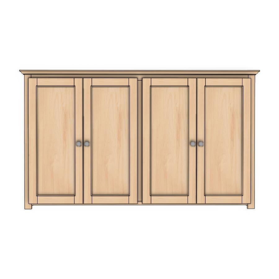 Berkshire Plymouth Sideboard Cabinet is built with birch and features four doors and adjustable shelving.