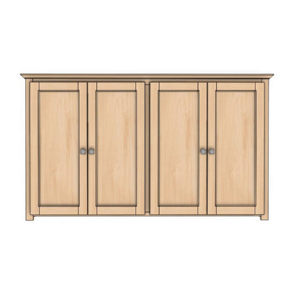 Berkshire Plymouth Sideboard Cabinet is built with birch and features four doors and adjustable shelving.