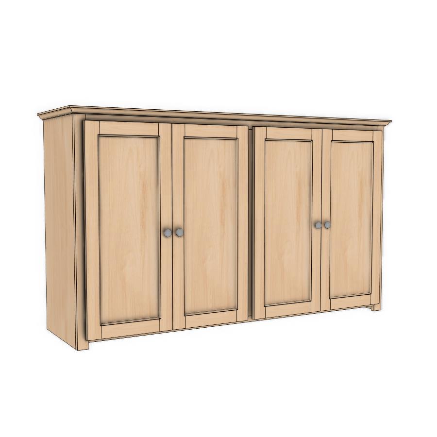 Berkshire Plymouth Sideboard Cabinet is built from birch with four doors and adjustable shelving.
