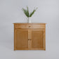 Berkshire Shaker Cabinet with Drawers features adjustable shelving and birch construction. Shown in Golden Oak Finish.