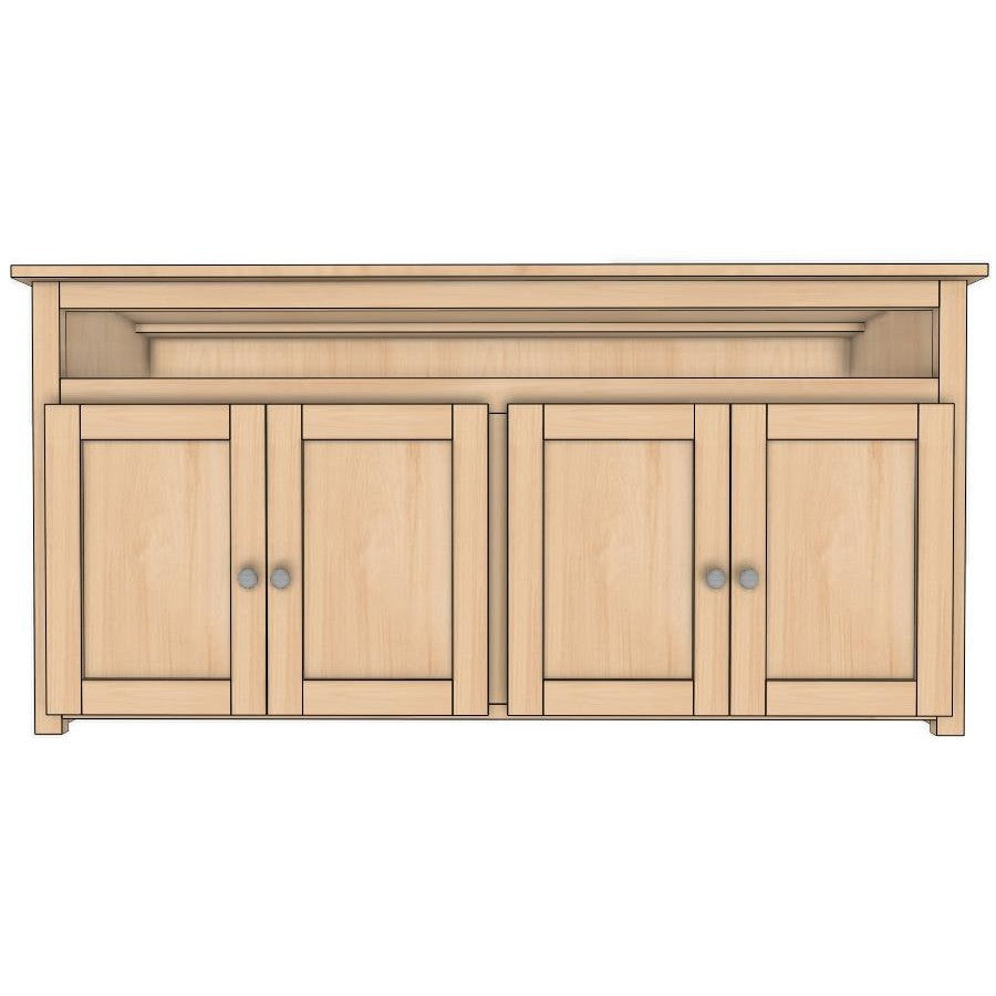 Berkshire Shaker TV Cabinet features adjustable shelving and birch construction. 