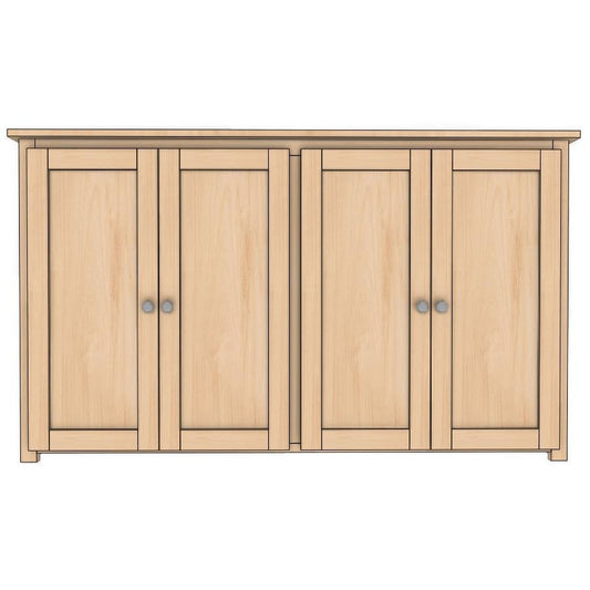 Berkshire Shaker Sideboard Cabinet is built in birch and features adjustable shelving.