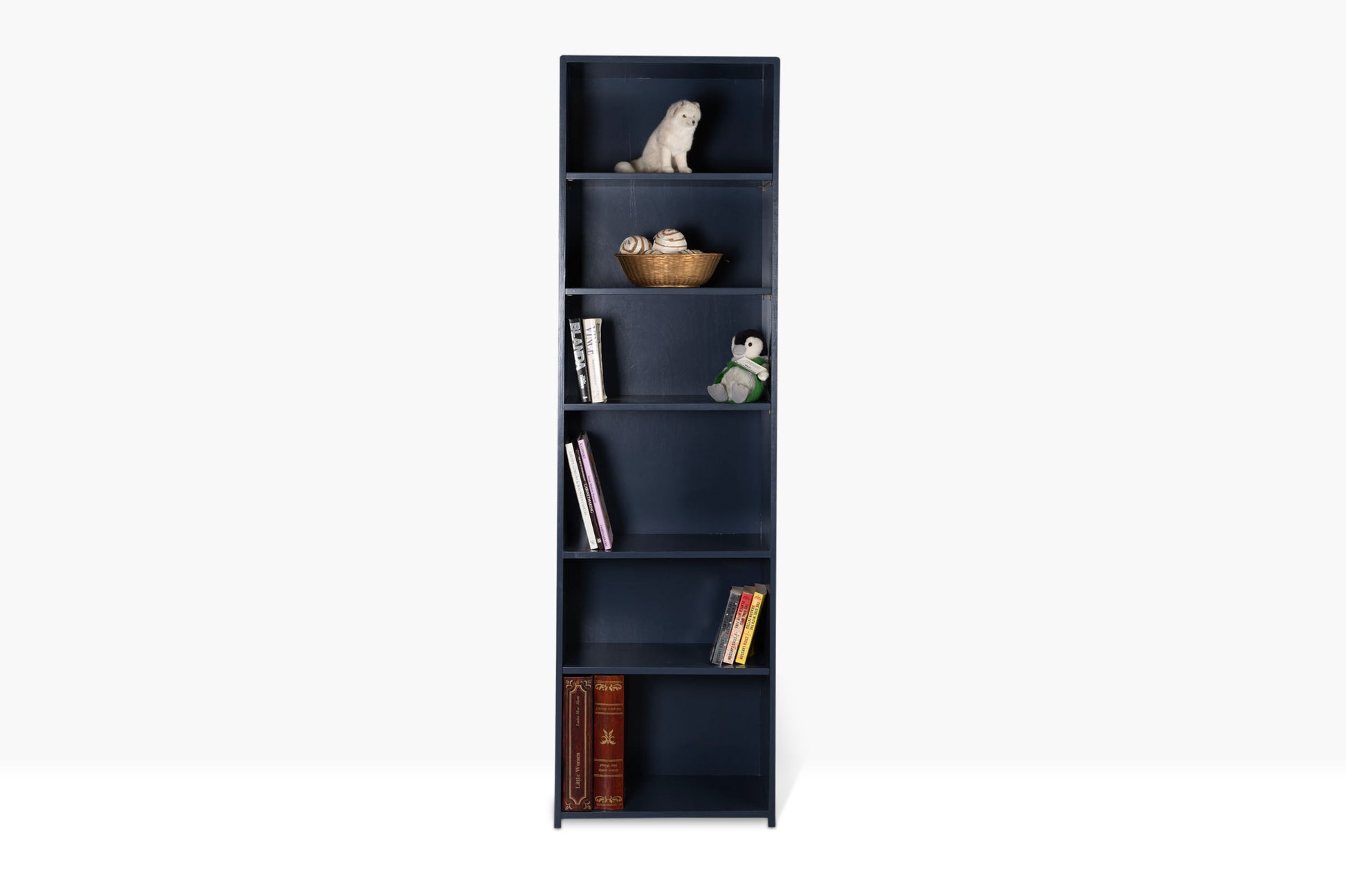 Berkshire Traditional Bookcase in Hale Navy. Features adjustable shelving.