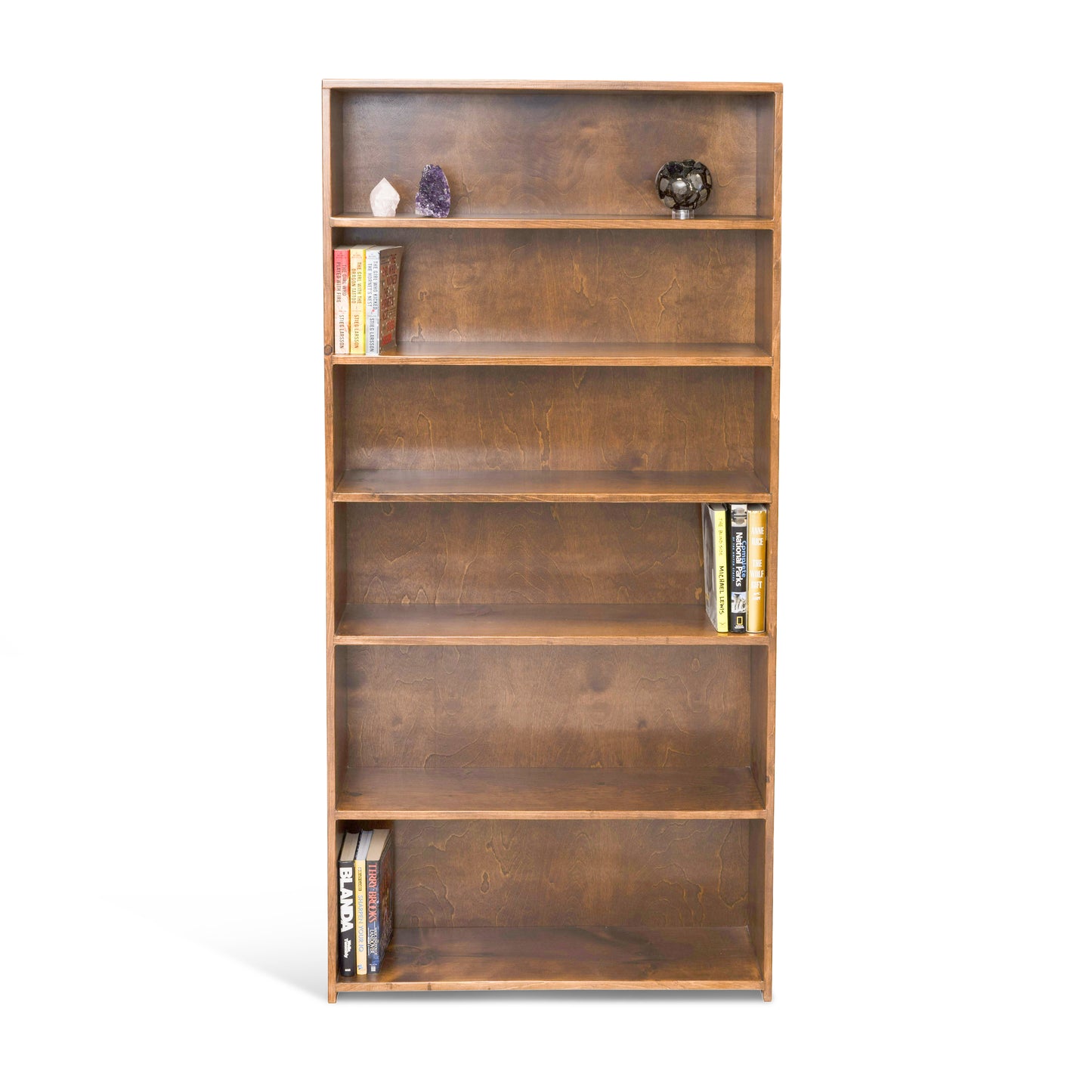 Evergreen Bookcase with 9-1/4" depth in Toffee finish. Built from pine.