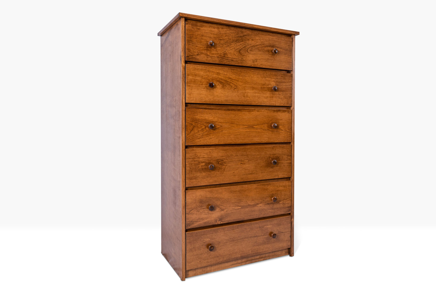 Evergreen Chest is constructed with pine and birch and features six drawers.  Shown in Country Pine finish. 