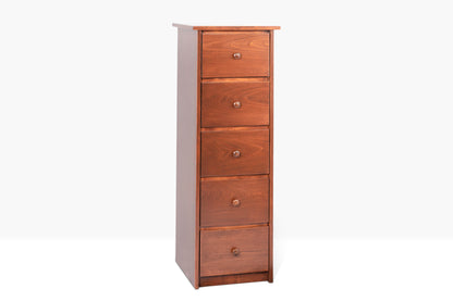 Evergreen Lingerie Chest shown in Traditional Cherry finish, with five drawers. Constructed from white pine.