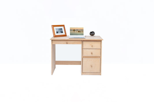 Berkshire Student Desk with Drawers features one wide drawer and three standard width drawers. Shown in unfinished birch.