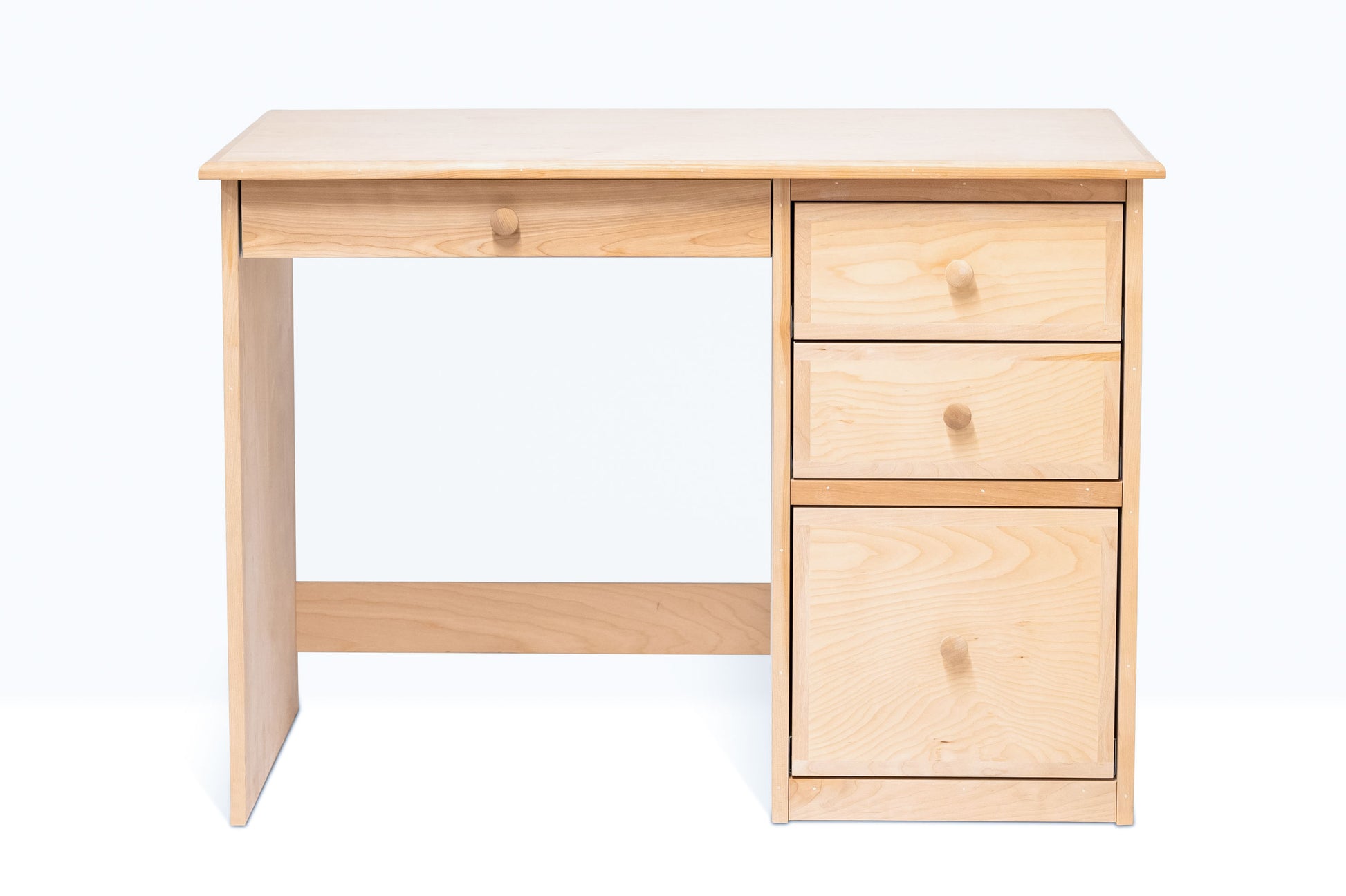 Berkshire Student Desk with Drawers shown in unfinished birch, with four drawers.