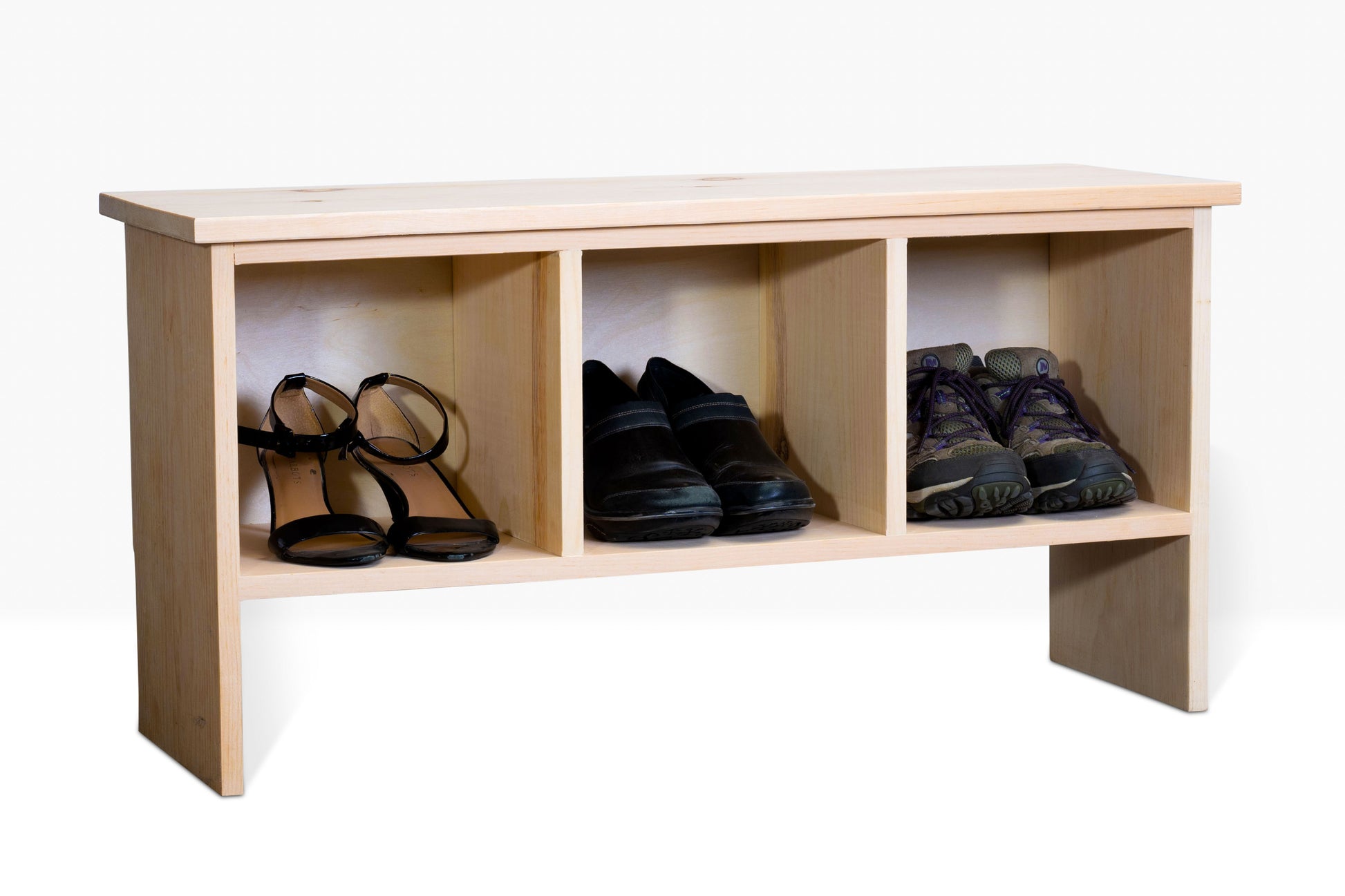 American Pine 7-Cubby Shoe Rack, Entryway Wooden Shoe Cubbies, Hallway  Shoe Storage, Foyer Shoe Rack