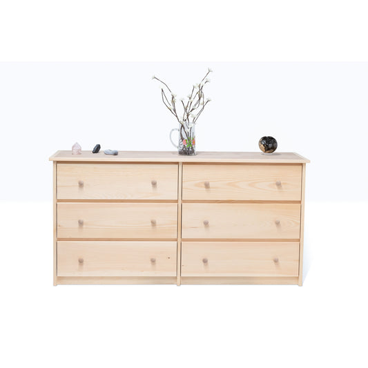 Evergreen Dresser Is built from pine and birch, and is shown unfinished.