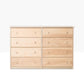 Evergreen Dresser features eight drawers constructed in pine and birch, shown unfinished.